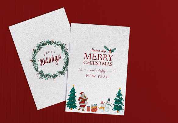 two merry christmas cards illustration