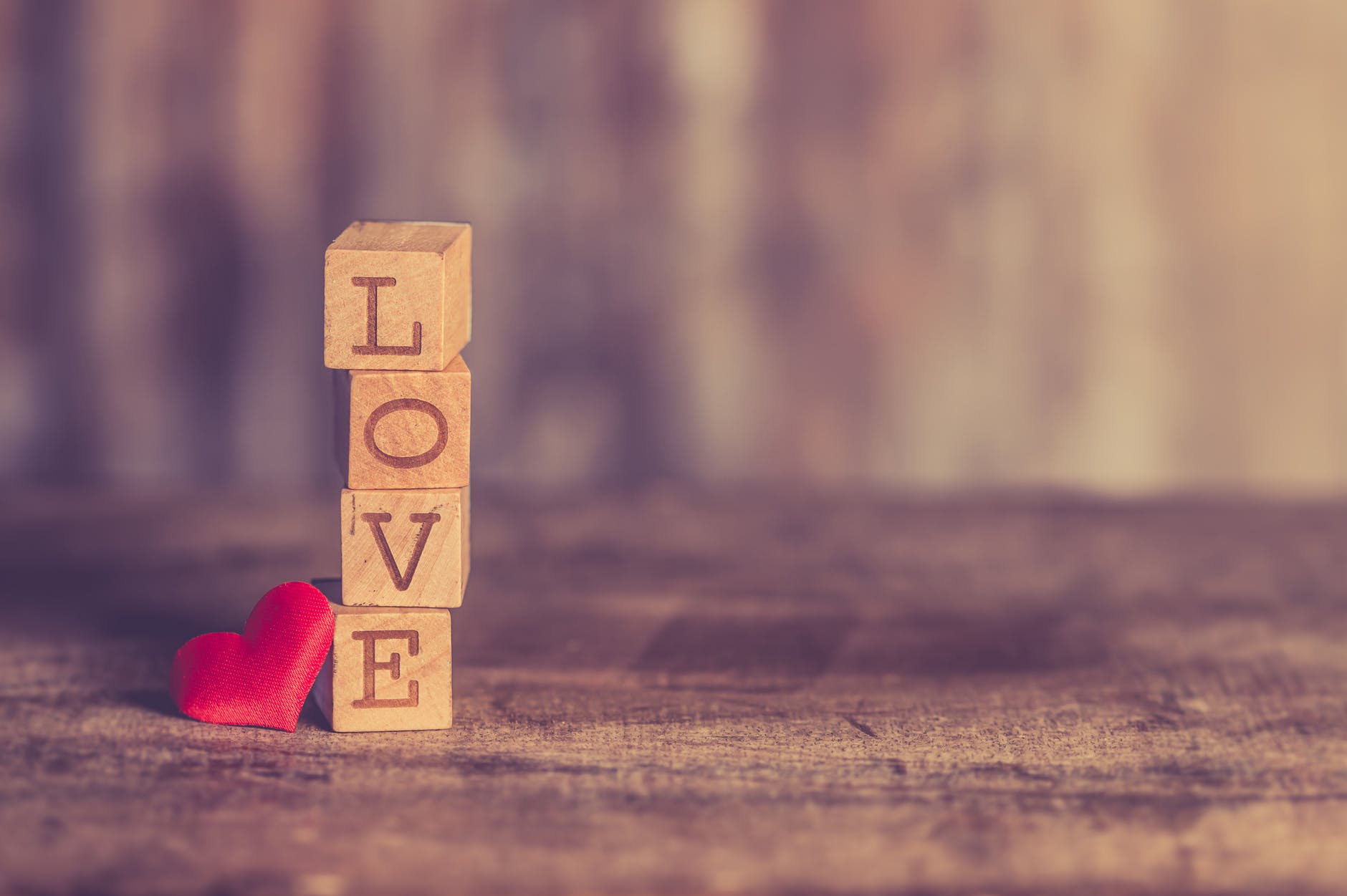stack of love wooden blocks