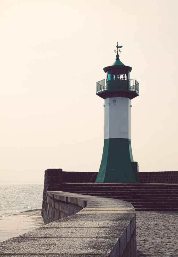 white and green lighthouse