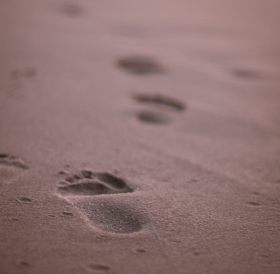 close up photo of footprints on sand