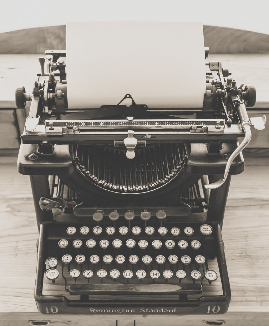 black vintage typewriter
